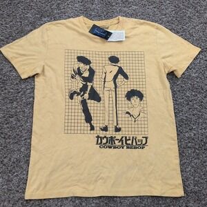 Cowboy Bebop Spike Spiegel Panels Shirt Yellow Sunrise Animation Anime NWT Large